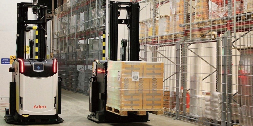 AGV robots in warehouse