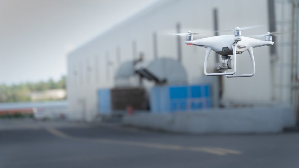 Smart drone security at industrial facility